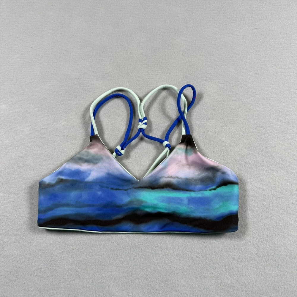 Ivivva Girls 8 Sports Bra‎ Blue Strappy Racerback Yoga Dance Cheer Reversible